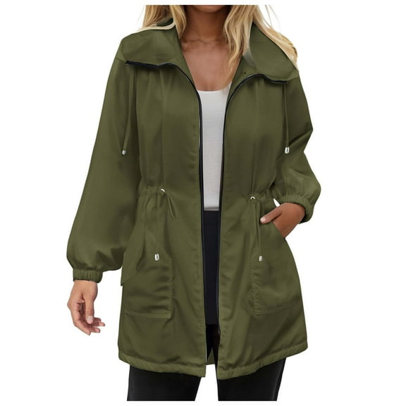 UngA Anorak Jacket Women Rain Jacket Women Striped Lined Hooded Lightweight Raincoat Outdoor Waterproof Windbreaker AG,L