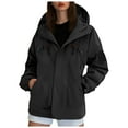 thumbnail image 1 of UngA Anorak Jacket Women Women's Waterproof Raincoat Lightweight Rain Jacket Hooded Windbreaker with Pocket for Outdoor Black,3XL, 1 of 2