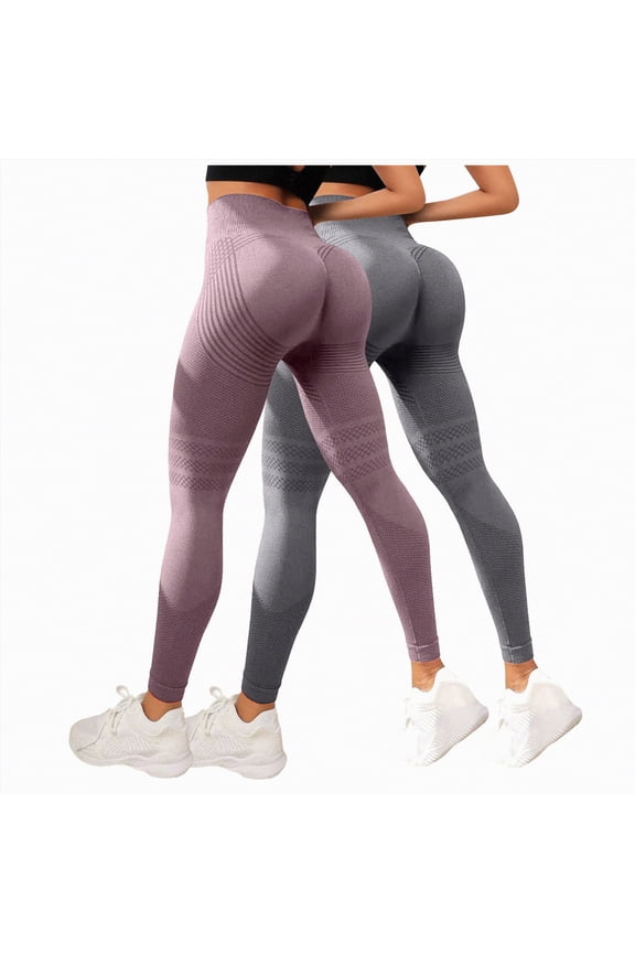 Anti Cellulite Leggings, Tummy Control High Waisted Leggings Sets for Women, Gym Scrunch Butt Lifting Seamless Workout Womens Yoga Leggings,Pack of 2,XL