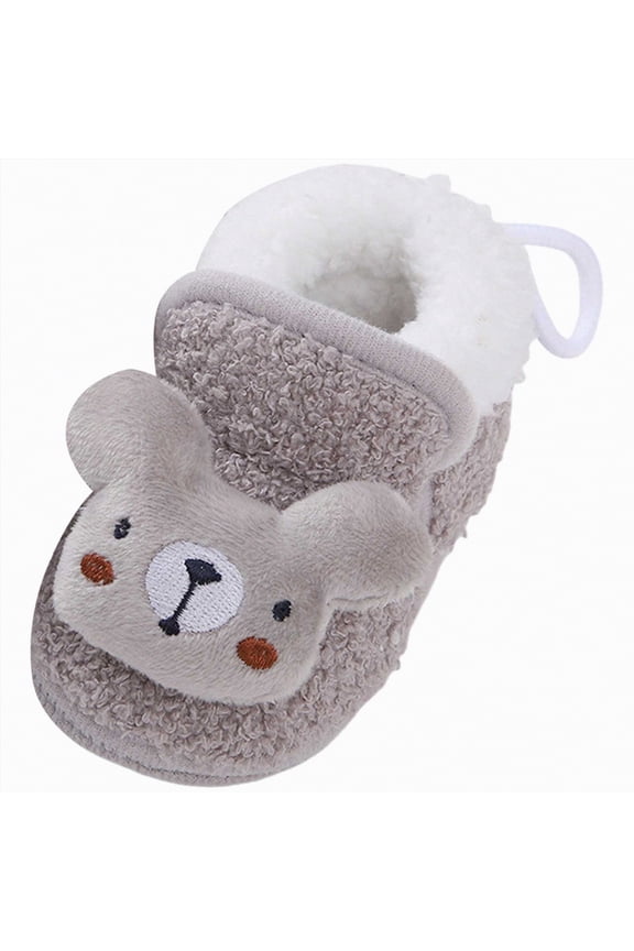 Baby Boy Booties Baby Boots Boys Girls Infant Slippers Cozy Fleece Boots First Walking Shoes Warm Socks Newborn Crib Shoes Grey,3.5