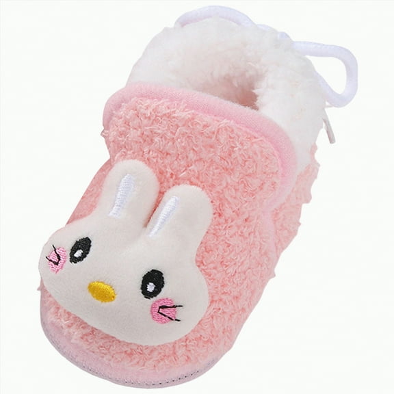 UngA Baby Boy Booties Infant Baby Boots Boys Girls Cozy Fleece Slippers Snow Boots Winter Baby Girl Shoes Warm Baby Crib Footwear for Newborn Toddlers Pink,3.5