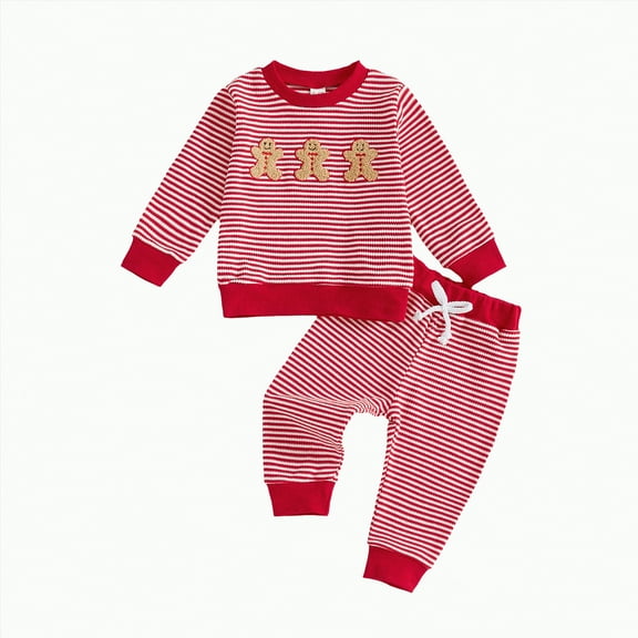 UngA Baby Boy Christmas Outfit Baby Boy Christmas Outfit Toddler Winter Clothes Santa Long Sleeve Crewneck Sweatshirts   Pants Clothing Sets Hot Pink,2-3 Years