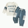 thumbnail image 1 of UngA Baby Boy Fall Outfits Toddler Baby Boy Outfits Long Sleeve Checked Sweatshirt+Pants Set Fall Winter Baby Boy Clothes Blue,12-18 Months, 1 of 1