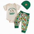 thumbnail image 1 of UngA Baby Boy Summer Clothes Daddy's & Mommy's Hunting Buddy Outfits Short Sleeve Romper Camouflage Pants Hat Set (Beige,9-12 Months), 1 of 7