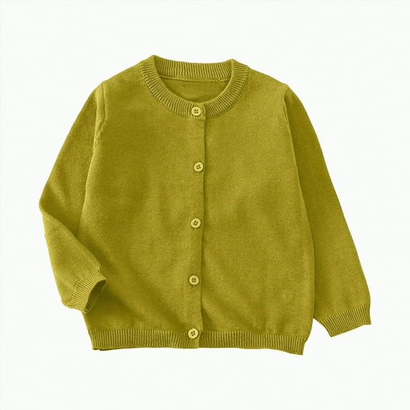 UngA Baby Boys Girls Cotton Cardigan Long Sleeve Kid Button Sweater for Toddler Crew Neck Cardigans Uniform Sweater (Light Green,7-8 Years)