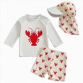 thumbnail image 1 of UngA Baby Boys Swimsuit Long Sleeve Rash Guard Swimwear Swim Trunk with Hat Set 3-Piece Bathing Suit for Toddler Baby Boy (White,3-4 Years), 1 of 6
