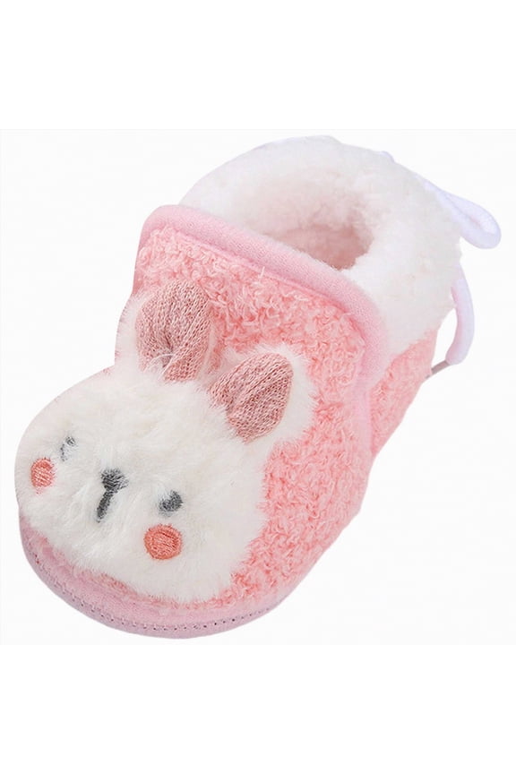 Baby Girl Booties Newborn Baby Cotton Booties Stay On Slipper Winter Warm Soft Shoes Non-Skid Infant Ankle Boots Crib Shoes Pink,5.5