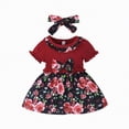 thumbnail image 1 of UngA Baby Girl Clothes Newborn Short Sleeve Floral Romper Dreesy Bodysuit Heaedband 2Pcs Baby Girl Summer Clothes (Red,12-18 Months), 1 of 7
