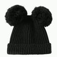 thumbnail image 1 of UngA Baby Pom Pom Beanie, Warm Winter Hat for Infants and Toddlers, Double Pom Poms for Baby Girls & Boys (Black,0-12 Months), 1 of 5