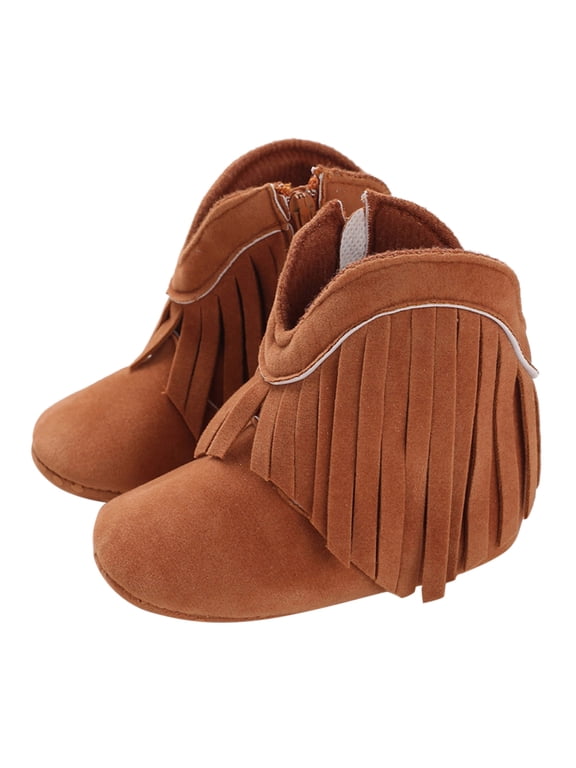 Baby Shoes Unisex Baby Boys Girls High-Top Ankle Sneakers Soft Rubber Sole Crib Shoes Toddler First Walkers Brown,6