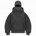 thumbnail image 1 of UngA Balaclava Hoodie with Face Mask Built In, Fashion Double Hooded Ski Mask Hoodie for Women, Masked Hoodies Men Zip Y2k Jacket (Dark Gray,S), 1 of 6