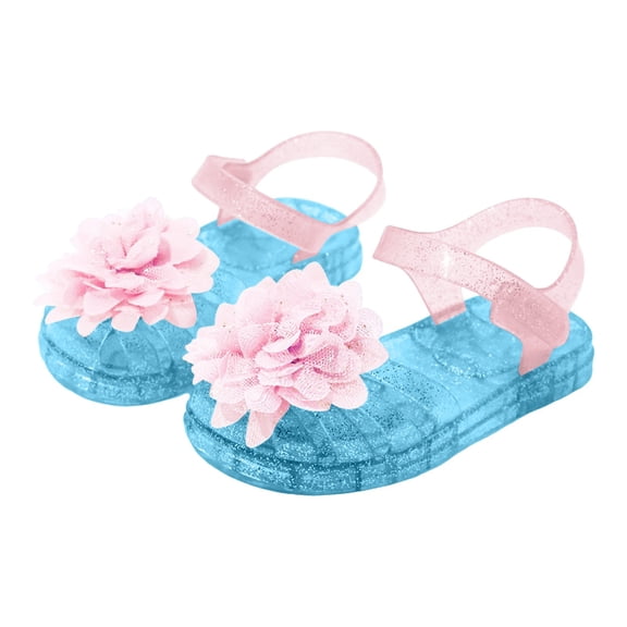 UngA Beach Sandals Sandals for Girls,Closed Toe Princess Summer Dress Shoes Water Beach Flat Sandals for Toddler/Little Kid/Big Kid(Blue,10.5)