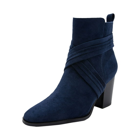 UngA Boots for Women Cowboy Boots For Women Western Cowgirl Boots with Chunky Heel Mid Calf Snip Toe Ideal for low insteps Blue,7