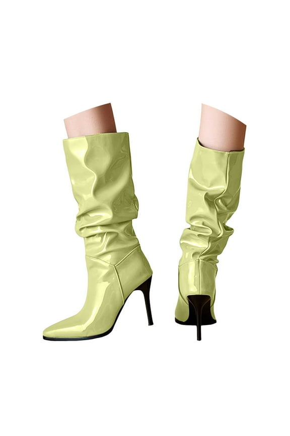 Boots for Women Knee High Boots Women Pointed Toe Tall Boots Stiletto High Heel Long Boots Side Zipper Sexy Dress Boots Green,6