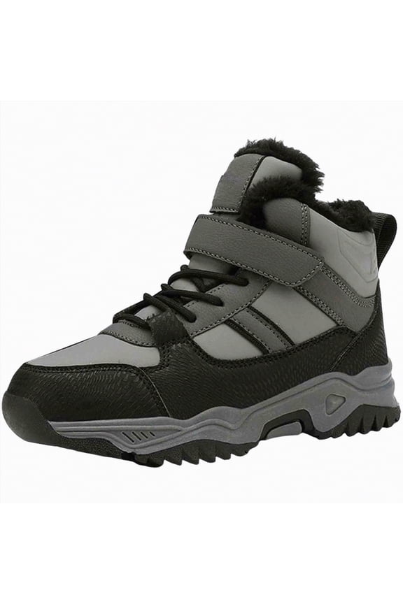 Boy Winter Boots Hiking Work Boots Waterproof Outdoor Ankle Boots with Hook and Loop Snow Boots Boy (Little Kid/Big Kid),Size 4.5