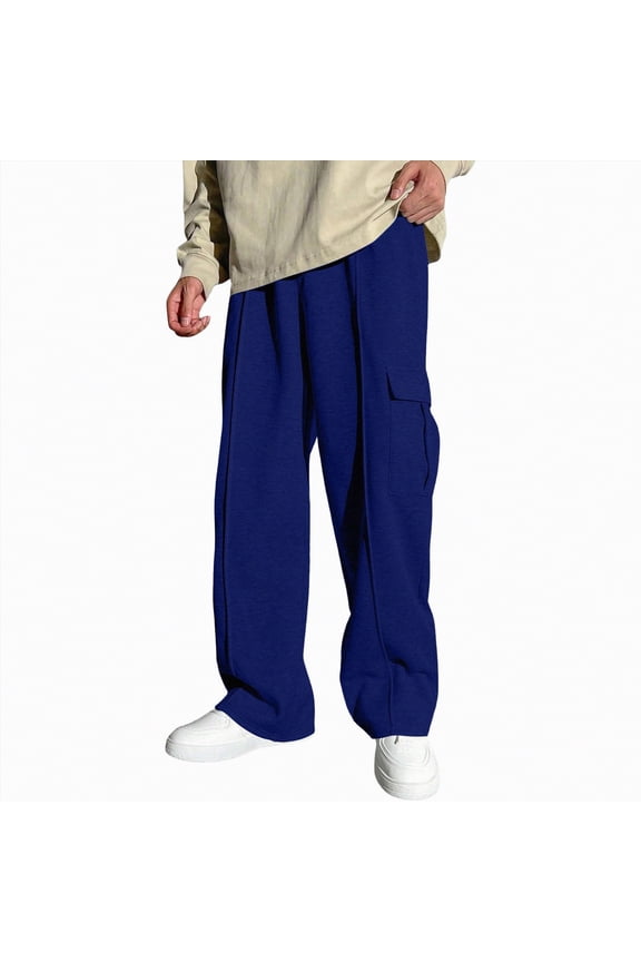 Boy's Wide Leg Sweatpants Athletic Baggy Pants Thermal Long Cargo Pants Joggers Trousers Boy Sweat Pants (Dark Blue,5-6 Years)