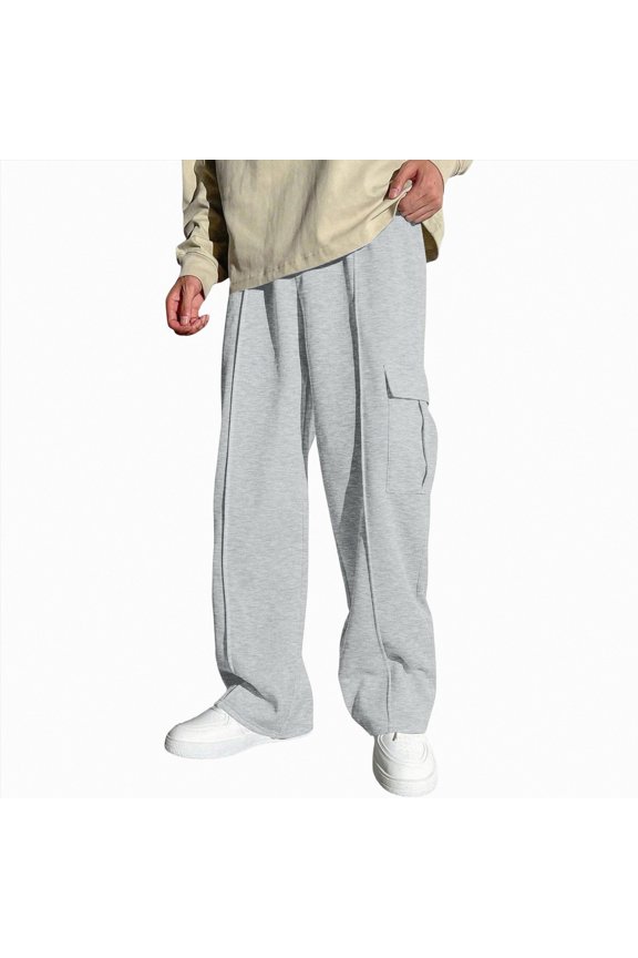 Boy's Wide Leg Sweatpants Athletic Baggy Pants Thermal Long Cargo Pants Joggers Trousers Sweat Pants for Boys (Light Gray,8-9 Years)