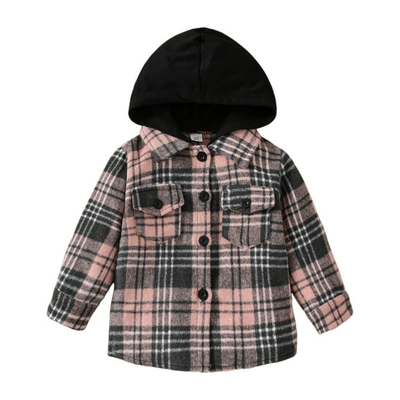UngA Boys' Button-Down Shirts Boys Casual Button Down Shirts Kids Long Sleeve Plaid Blouses Shacket Jacket Pink,5-6 Years