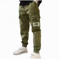thumbnail image 1 of UngA Boys Cargo Pants Stretch Elastic Waist School Joggers Boy Cargo Pants (AG,5-6 Years), 1 of 5