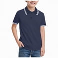 thumbnail image 1 of UngA Boys' Color Block School Uniform Polo Shirt Button Closure Fashion Shirts Classic Fit Active Casual Kids Toddler Short Sleeve Summer Tops (Dark Blue,9-10 Years), 1 of 4