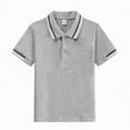 thumbnail image 1 of UngA Boys' Color Block School Uniform Polo Shirt Button Closure Fashion Shirts Classic Fit Active Casual Kids Toddler Short Sleeve Summer Tops (Grey,7-8 Years), 1 of 7