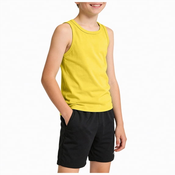 UngA Boys Cotton Undershirts Tank Tops Toddler Kids Soft Sleeveless Shirt for Boys (Yellow,12-18 Months)