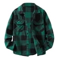 thumbnail image 1 of UngA Boys Denim Shirt Boys Girls Casual Flannel Plaid Hoodies Spring Fashion Button Down Shirts Long Sleeve Cute Lightweight Jacket Coats Dark Green,13-14 Years, 1 of 2