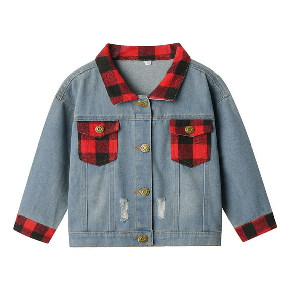 UngA Boys Flannel Boys Plaid Shirt Long Sleeve Kids Button Down Shirts with Pocket Red,18-24 Months
