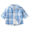 thumbnail image 1 of UngA Boys Flannel Shirts Boys Flannel Shirts Button Down Long Sleeve Plaid Shirt Family Matching Outfits Light Blue,5-6 Years, 1 of 2