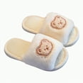 thumbnail image 1 of UngA Boys Girls Fuzzy House Slippers Cute Comfy Faux Fur Slip On Fluffy Plush Open Toe Home Slides for Kids Indoor Outdoor Warm Shoes Beige,1(Toddler/Little Kid/Big Kid), 1 of 7