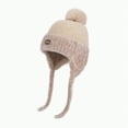 thumbnail image 1 of UngA Boys Girls Knit Hats Winter Fleece Lining Skiing Winter Caps with Warm Ear Flap (Beige,4-10 Years), 1 of 4