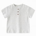thumbnail image 1 of UngA Boys Henley Short Sleeve Shirt Cotton Blend Button Front Summer Tee Tops Kids Toddler Breathable Casual Tshirts (Grey,5-6 Years), 1 of 7