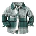 thumbnail image 1 of UngA Boys Long Sleeve Shirts Boys Warm Sherpa Lined Buffalo Plaid Fleece Button Down Shirt Jacket Green,3-4 Years, 1 of 2