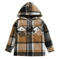 thumbnail image 1 of UngA Boys Plaid Shirt Boys Casual Button Down Shirts Kids Long Sleeve Plaid Blouses Shacket Jacket Khaki,6-7 Years, 1 of 2