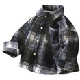 thumbnail image 1 of UngA Boys Plaid Shirt Boys Plaid Flannel Shirts Long Sleeve Casual Button Down Shirts Collared Fall Clothes Black,5-6 Years, 1 of 2