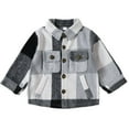 thumbnail image 1 of UngA Boys Plaid Shirt Boys Trendy Checkered Shirt Outerwear Kids Versatile Grid Pattern Shirt Coat Toddler Boys Girls Long Sleeve Grey,9-12 Months, 1 of 2