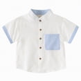 thumbnail image 1 of UngA Boys' Short Sleeve Dress Shirts Toddler Kids Classic Collared Button-Down Tshirt Solid Cotton Top with Chest Pocket (White,3-4 Years), 1 of 4