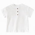 thumbnail image 1 of UngA Boys Short Sleeve Henley Shirt Button Front Summer Tops Toddler Boys Ribbed T-Shirt (White,5-6 Years), 1 of 4