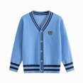 thumbnail image 1 of UngA Boys' Sweater Cardigan V Neck Long Sleeve Button down Solid Color Knit Sweater for Toddler Boys Coat Fall Outwear with Pockets (Blue,7-9 Years), 1 of 5