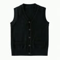 thumbnail image 1 of UngA Boys Sweater Vest Unisex Cable Knit Cotton Toddler Boy Sweater Uniform Sleeveless Vest for Little Big Childrens Kids Teenage Girls (Black,9-11 Years), 1 of 4