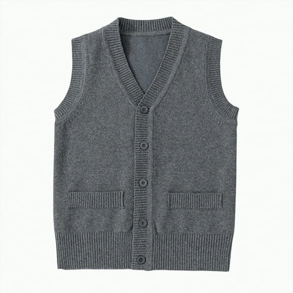 UngA Boys Sweater Vest Unisex Cable Knit Cotton Toddler Boy Sweater Uniform Sleeveless Vest for Little Big Childrens Kids Teenage Girls (Dark Gray,4-5 Years)