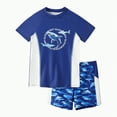thumbnail image 1 of UngA Boys Swim Set 2 Piece Boys Swim Trunks with Rash Guard Swimsuit Kids Bathing Suits Boys Swimsear (Blue,7-8 Years), 1 of 7