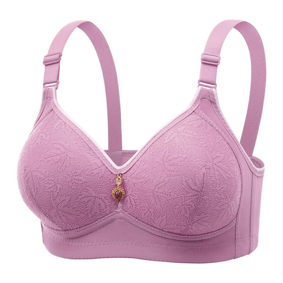 UngA Bra Women Comfortable Bralette Supportive Tshirt Bra No Underwire Seamless Push Up Everyday Bras Purple,L