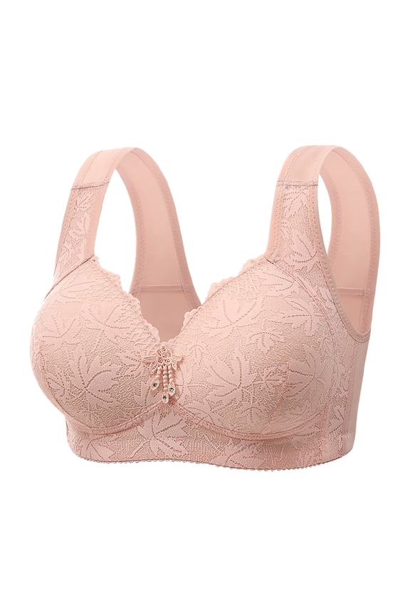 Bra Women Push Up No Underwire Bra Seamless Supportive Full Coverage Everyday Bras Regular and Plus Size Pink,S