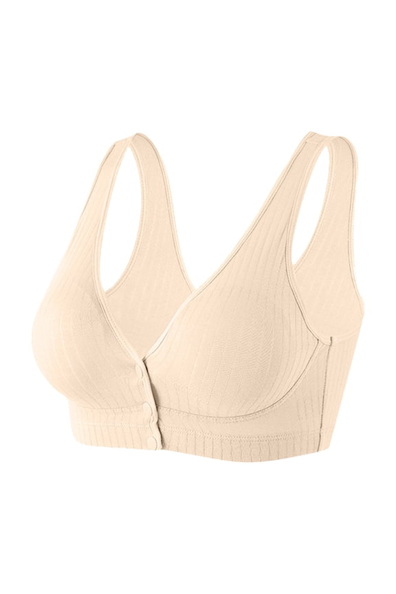 Bra for Seniors Front Closure Bra, No Underwire, with Movable Pad, More Comfortable and Convenient Rose Gold,4XL