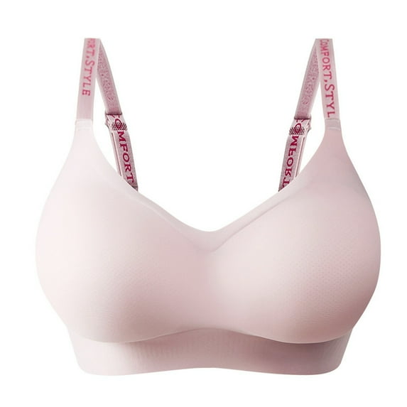 UngA Bra for Women Supportive Wireless No Underwire Push Up Bras Full Coverage Bralette Comfort T-Shirt Bra Pink,L