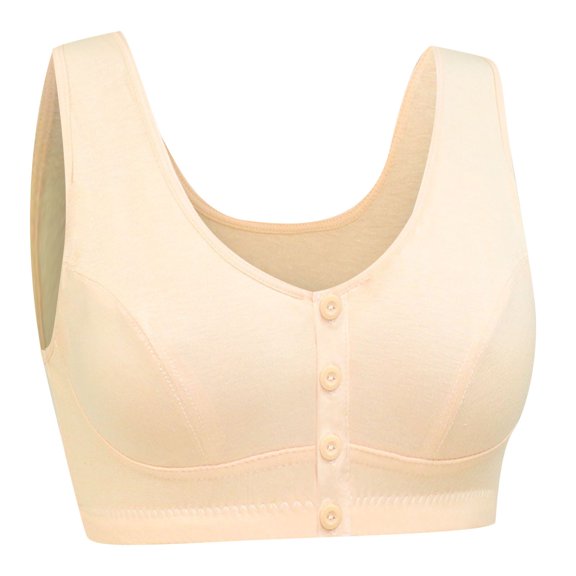 UngA Bralette for Women Front Snap Closure Padded Bra for Older Senior Women, Comfortable and Convenient, No Underwire Beige,44