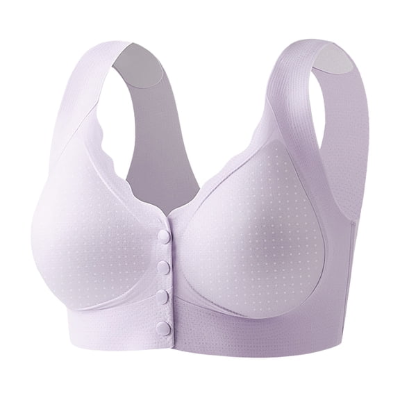 UngA Bralettes for Women With Support Front Snap Closure Bras, Front Snaps Bras for Older Women Light Purple,L
