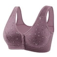 thumbnail image 1 of UngA Bras for Older Women Front Button Closure Bra Comfort Full-coverage Bra Senior Front-Closing Wirefree Bra Light Purple,40, 1 of 4