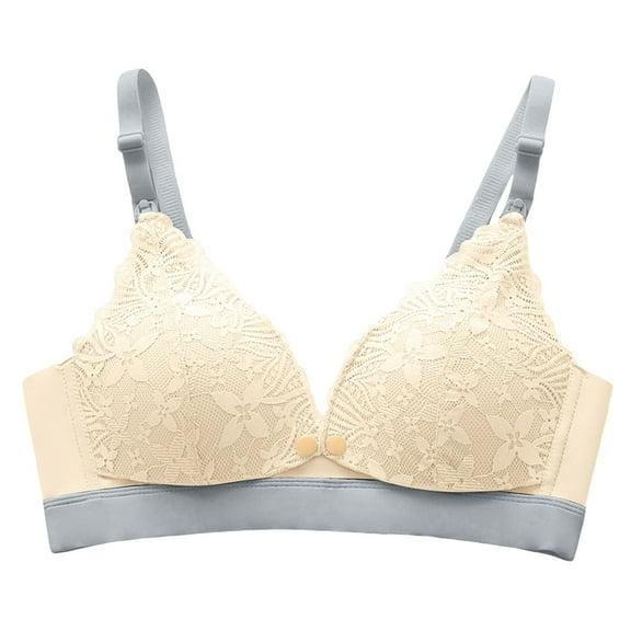 UngA Bras for Seniors Front Closure Bra, No Underwire, with Movable Pad, More Comfortable and Convenient Light Yellow,XXL(42/95)